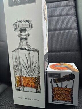 Morgan & Co. Clear Cut Crystal Whiskey Decanter & Tumbler Set